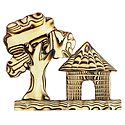 Hut and Tree Shaped Wooden Key Rack with Three Hooks - Wall Hanging