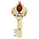Key Shaped Key Rack with Three Hooks and Terracotta Mother Face - Wall Hanging