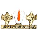 Conch and Tilak Shaped Key Rack with Three Hooks - Wall Hanging