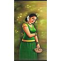 A Malayalee Girl - Painting on Woven Bamboo Strands - Wall Hanging
