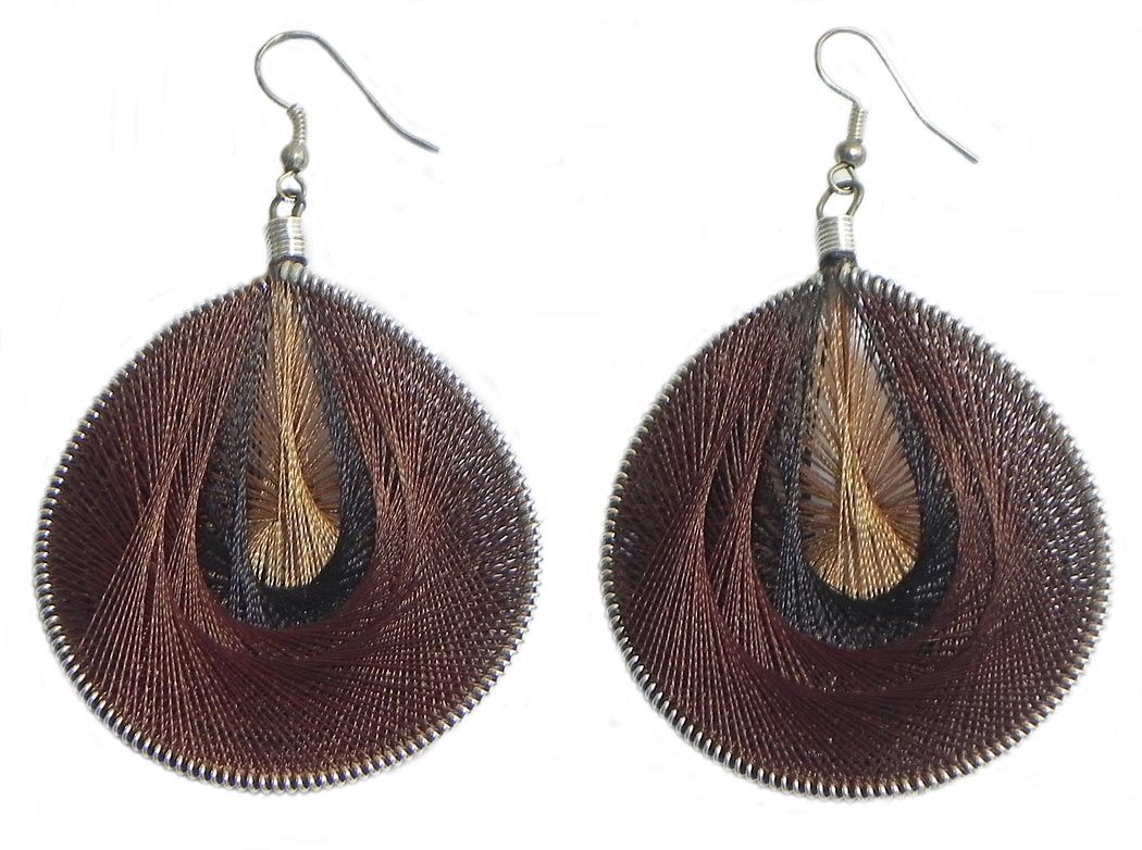 Ni'ihau Dark Brown Pōleho With Rice Shell Earrings