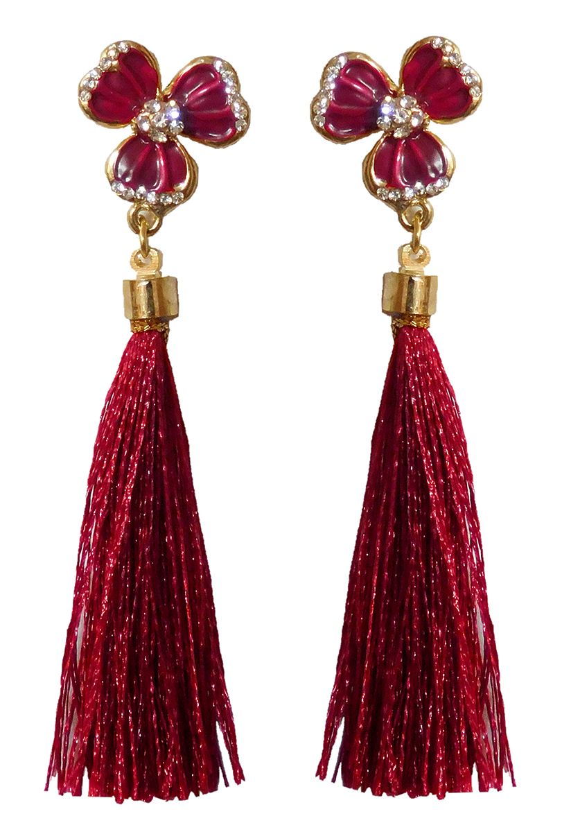 Red Silk Thread Earrings