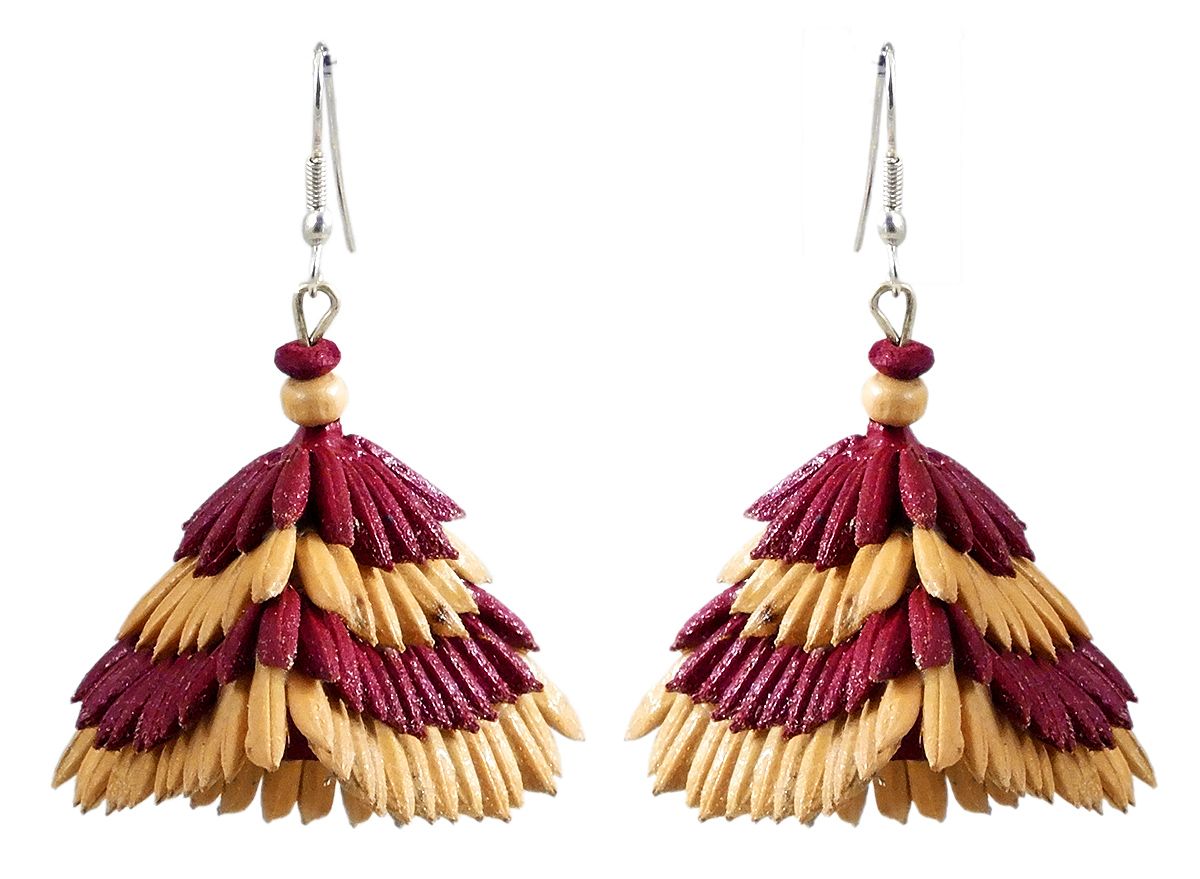 designer long earrings maroon color for party wear