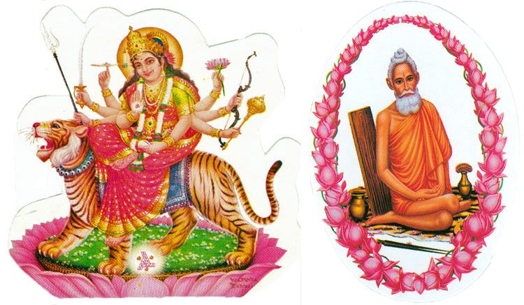 Sherawali Mata and Loknath Baba - Set of Two Stickers