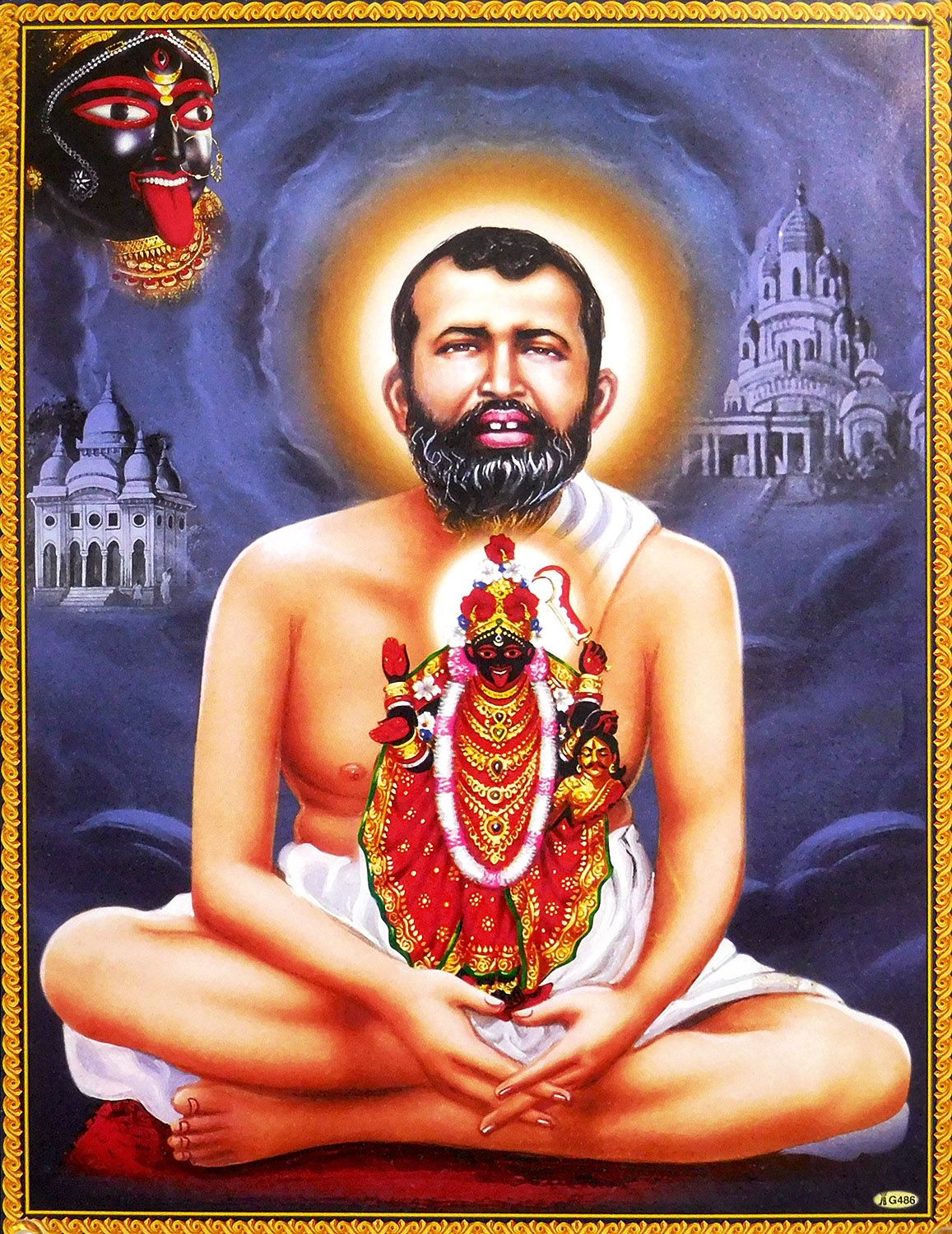 Shri Ramkrishna Sitting with Kali on his Lap - Poster