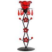 Iron and Red Glass Candle Stand