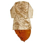 Stitched Dhoti and Embroidered Tussar Kurta