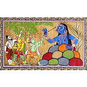 Rama Fighting Taraka - Patta Painting