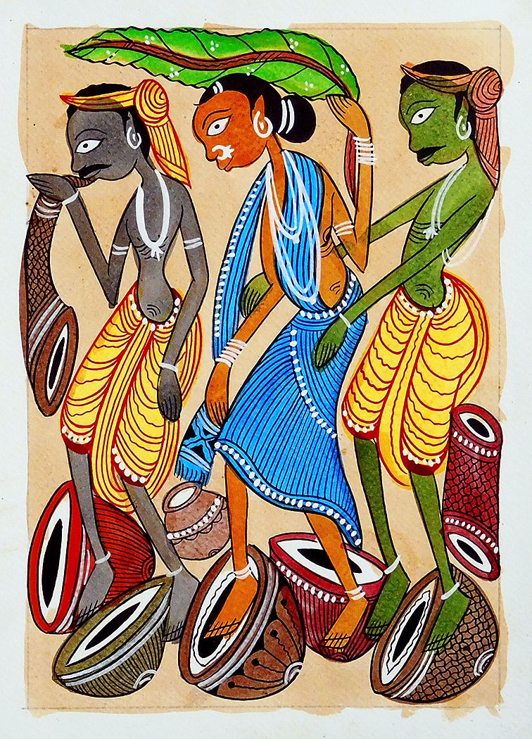 Tribal Musicians - Buy Kalighat Painting