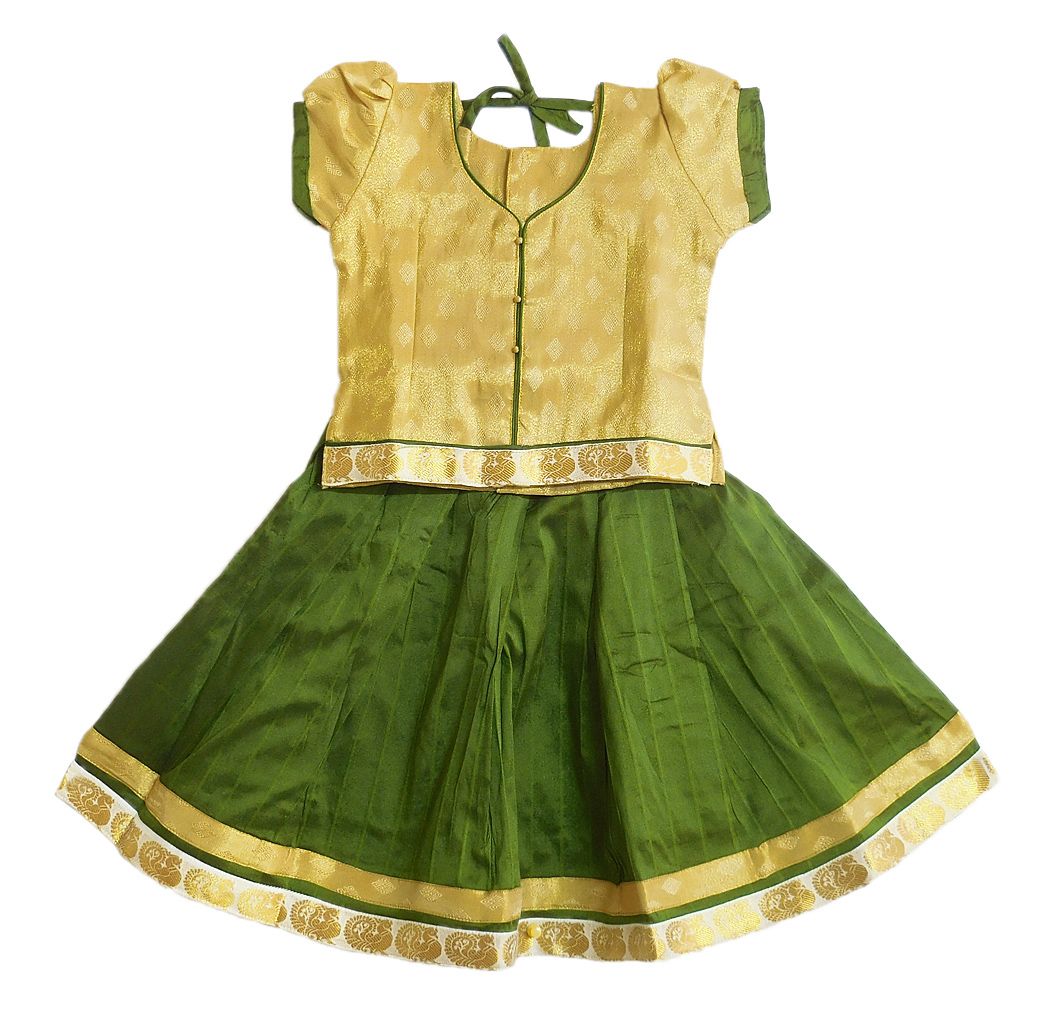Baby / Girls Silk Readymade Lehenga Choli (Green & Orange) | eBay