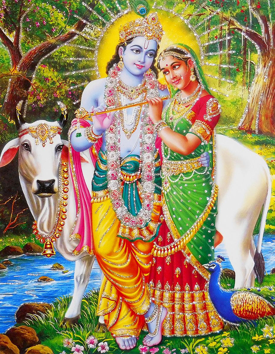 Radha Krishna standing in Romantic pose