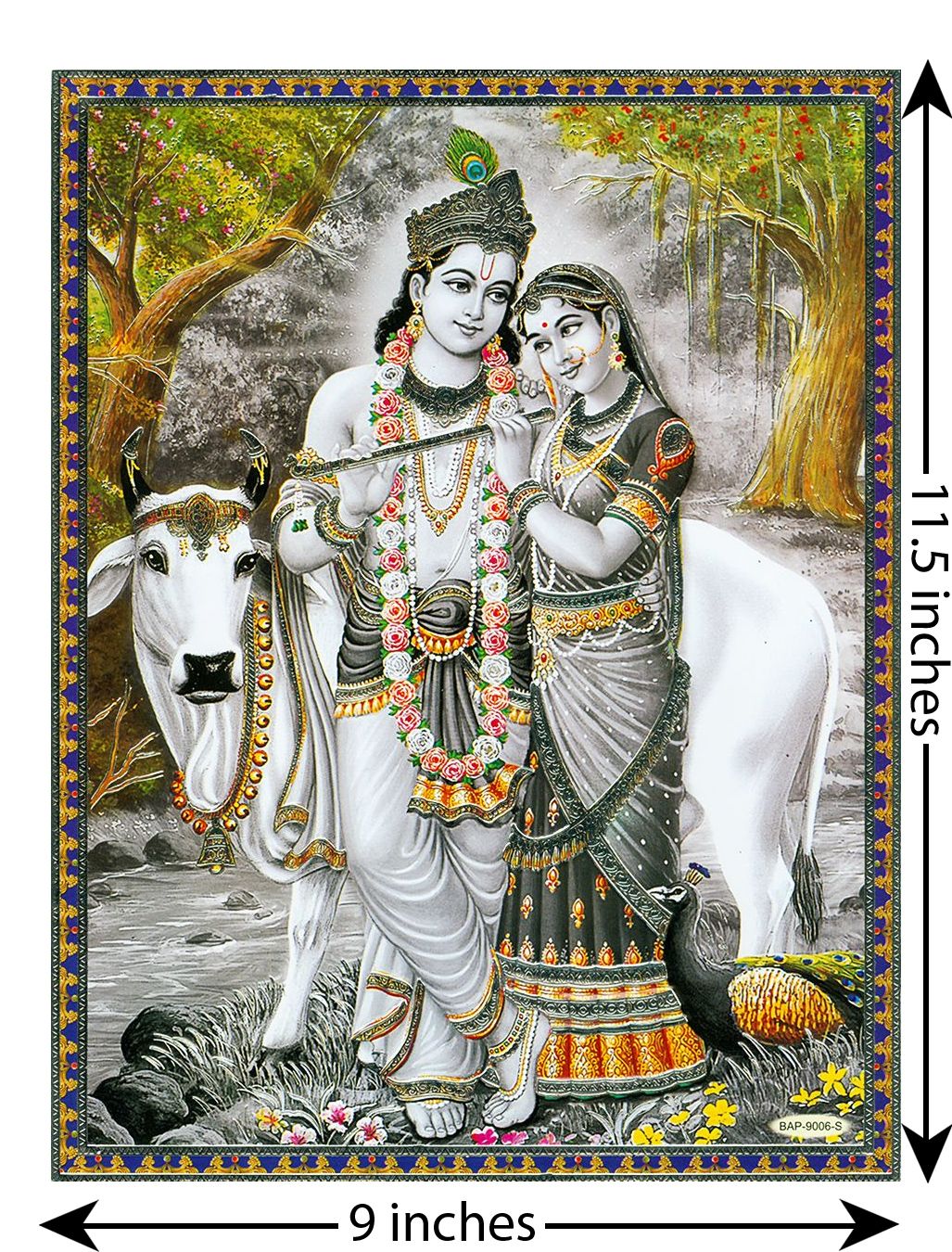 Radha Krishna with Cow - Poster