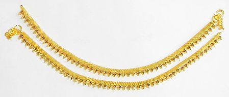 Yellow Stone Studded Metal Anklet