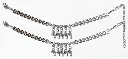 Pair of Stainless Steel Anklets with Dolphins
