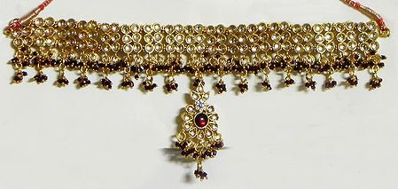Maroon and White Stone Studded Gorgeous Armlet (To wear on upper arm)