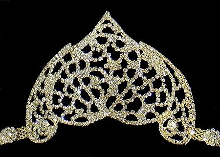 White Stone Studded Gold Polish Crown Armlet (To wear on upper arm)