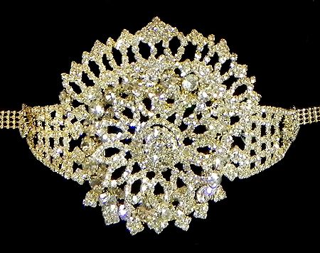 White Stone Studded Gold Polish Crown Armlet (To wear on upper arm)