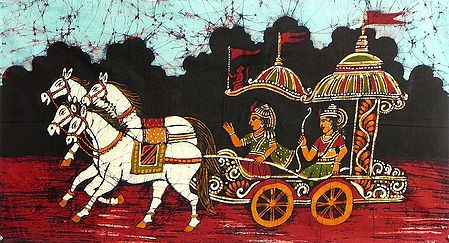 Krishna Arjuna on Chariot During the Battle of Kurukshetra