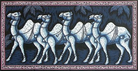 Camel Procession - Printed Batik