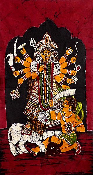 Mahishasuramardini Durga - Batik Painting on Cloth