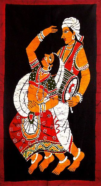 Dancers from Gujarat - Batik Painting