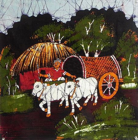 Villager Riding Bullock Cart