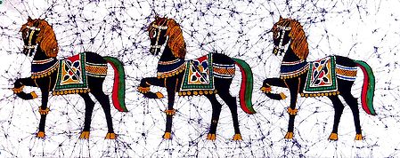 3 Royal Horses - Batik Painting
