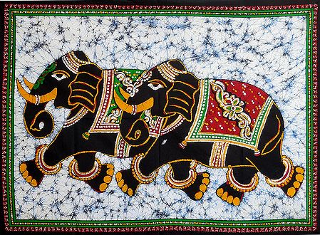 Pair of Royal Elephants - Printed Batik