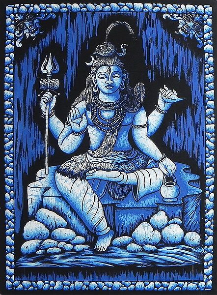 Meditating Lord Shiva (Printed Batik)