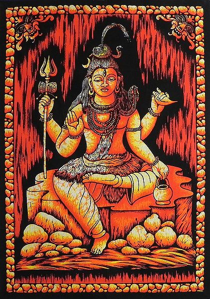 Meditating Lord Shiva - Printed Batik