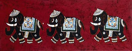 Three Decorated Elephants