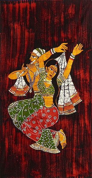 Radha Dancing to the Tune of Krishna's Flute