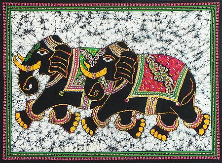Pair of Royal Elephants (Printed Batik)