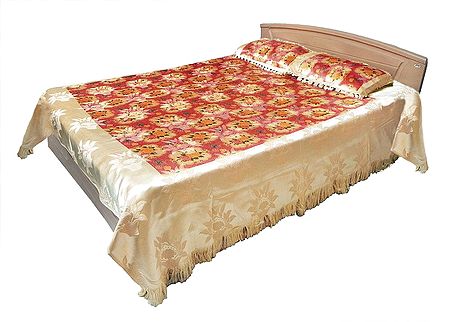 Glazed Cotton Double Bedspread with 2 Pillow Covers