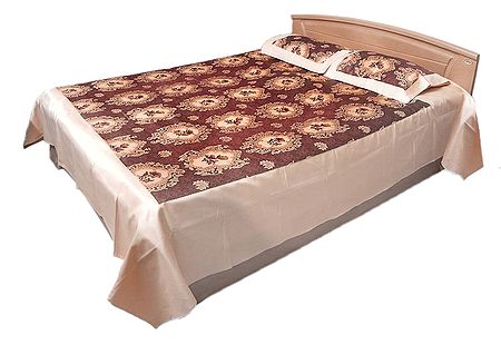 Glace Cotton Floral Double Bedspread with Two Pillow Covers
