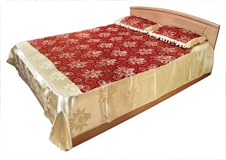 Satin Finish Double Bedspread with 2 Pillow Covers