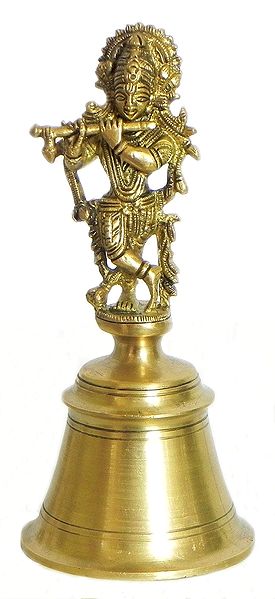 Ritual Brass Bell with Krishna
