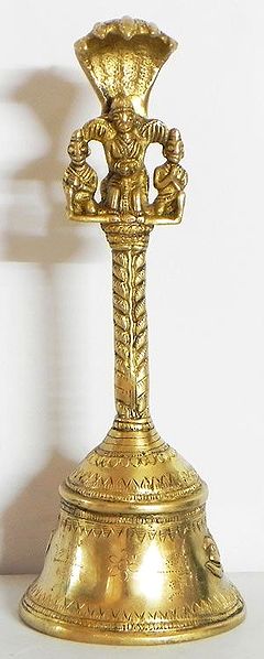 Ritual Brass Bell with Garuda Under Sheshanaga