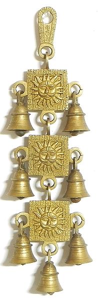 Three Tier Hanging Bells with Sun God