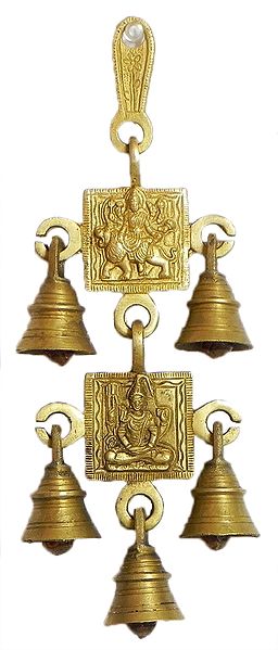 Hanging Bell with Shiva and Durga - Wall Hanging