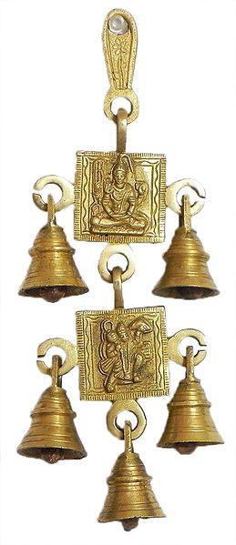 Hanging Bell with Shiva and Hanuman - Wall Hanging