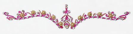 Magenta and White Stone Studded with Golden Design Bridal Decoration