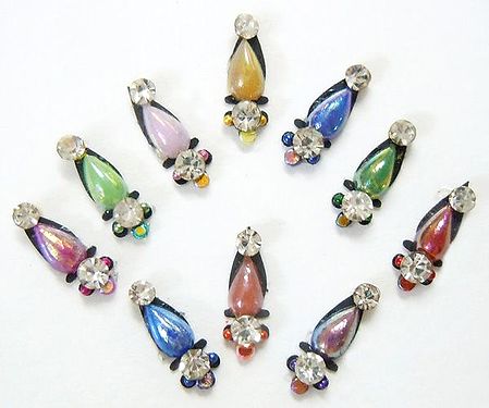 White Stone Studded Multicolor Bindis