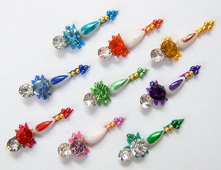 Bindis with Multicolor and White Stone