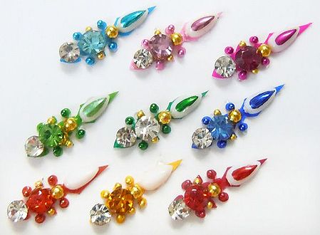 White and Multicolor Stone Studded Bindis