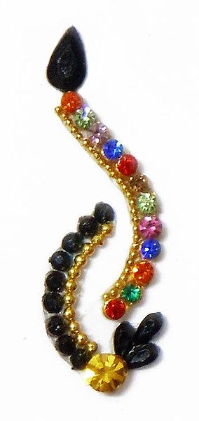 Multicolor with Black Stone Studded Designer Bindi