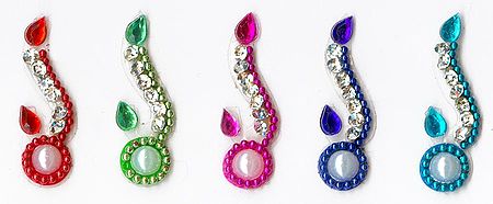 White Stone Studded Multicolor Long Bindis