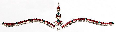 Maroon, White and Green Stone Studded Bridal Decoration