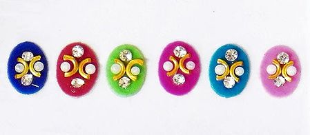 White Stone Studded Multicolor Oval Bindis