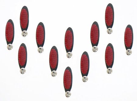 Red Felt Oblong Shaped Bindis with White Stone